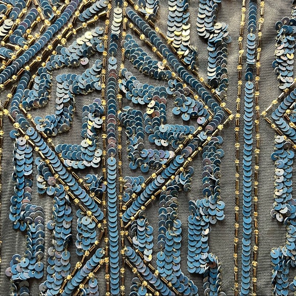 Parker Black Label Sequin Blue Midi Cocktail Dress - Picture 5 of 6